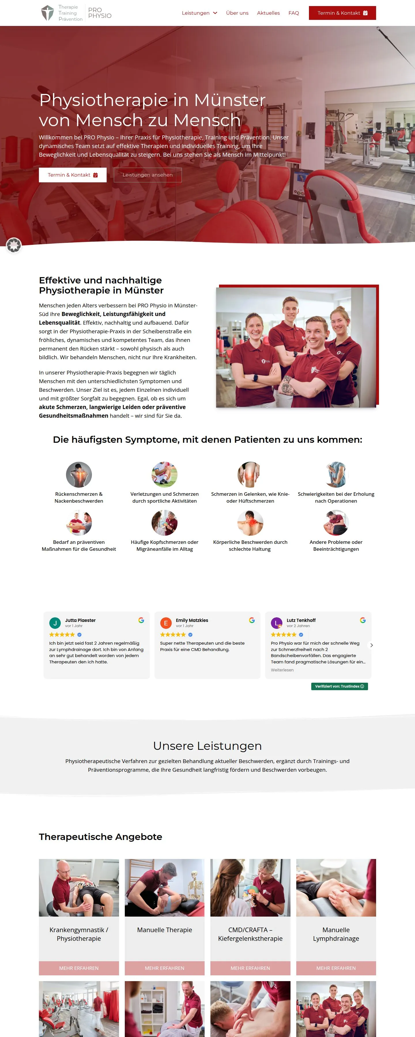 Website PRO Physio Münster