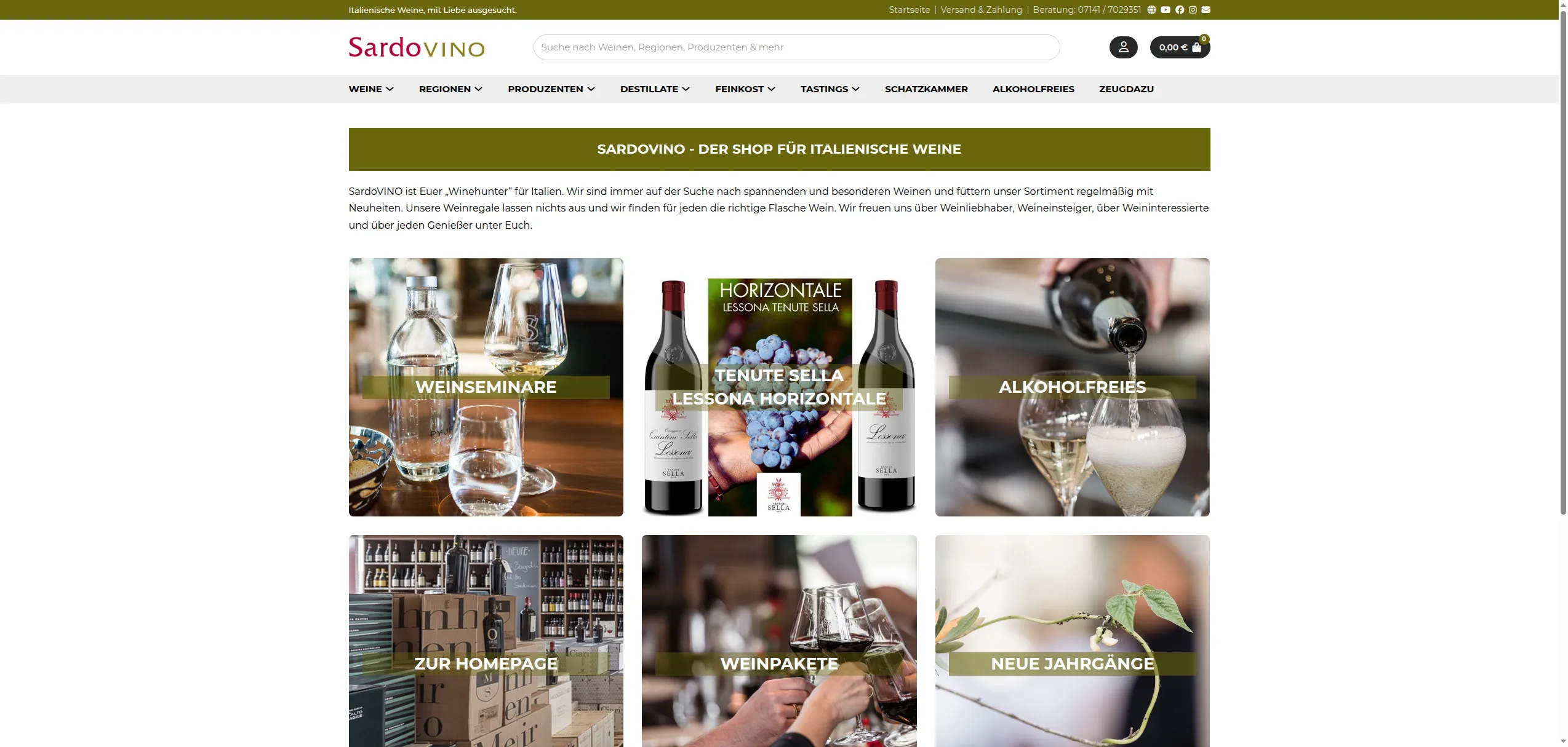 Startseite von shop.sardovino.de